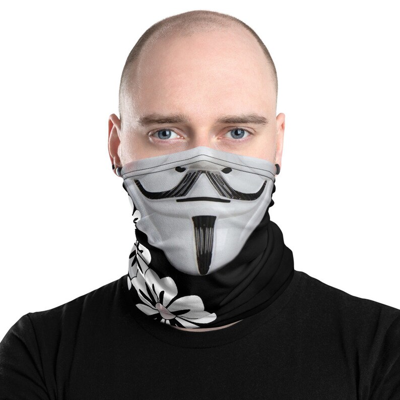 Neck Gaiter / Face Mask White Mask Mustache UNISEX One Size Etsy