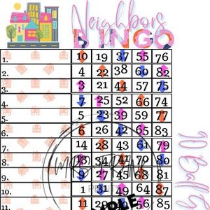 Online Game Card - 2 PACK BOGO - Neighbors 90 Ball Game - Mixed and Straight Board