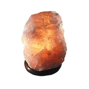 Salt lamp salt crystal lamp salt lamp with wooden base bedside lamp approx. 7-10 kg Salt Range Pakistan