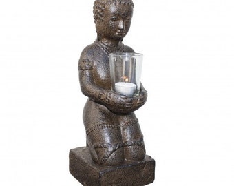 Buddha with tealight tealight holder decoration decoration sculpture Cahaya sand cast from lava sand about 40 cm