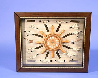 Knot board with clock maritime made of wood sailors hand made