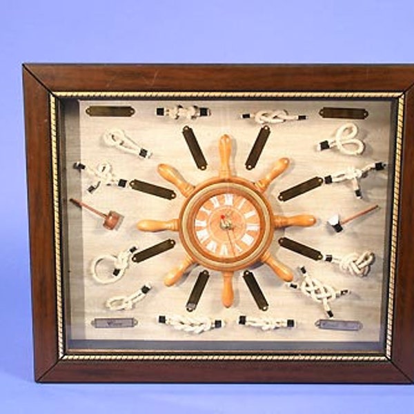 Planche à nœuds avec horloge maritime en bois de marins fabriqués à la main