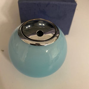 Glass Lighter Table Lighter Round Light Blue Hand Made Refillable