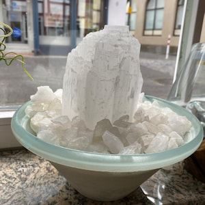 Seleniet fontein binnenfontein ijsberg wolkenkrabber berg complete set met chips/tips | Glazen kom en pomp