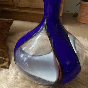 Floor Vase Glass Handmade Blue