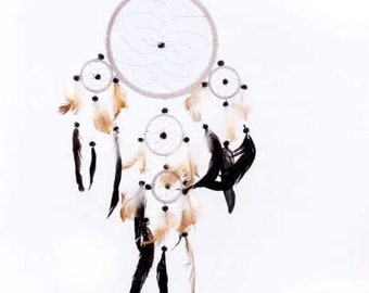 Dreamcatcher Taditioneller Dreamcatcher Handmade Wall Hanging Decoration Deco Ornament Taditionelles Crafts with Feathers approx. 55 cm Brown/White .