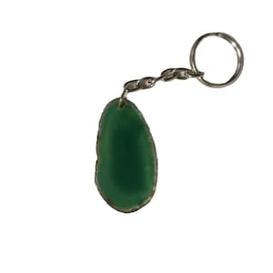 Keyring agate disc green natural product