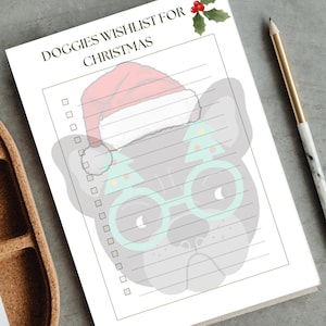 Lista de deseos navideños de perros para imprimir y colgar