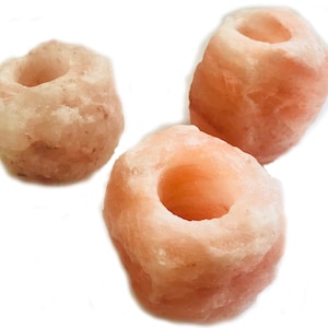 Set of 3 candles and tealight holders salt crystal tealight salt lamp chunks stone hand beaten