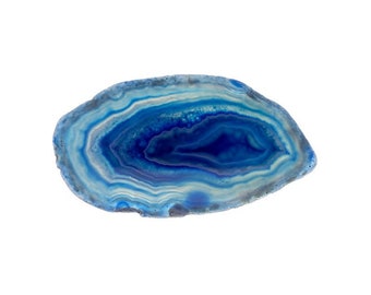 Beautiful gemstone slices, agate slices, blue, natural, approx. 3 cm | Polished, transparent | Versatile use | Coaster