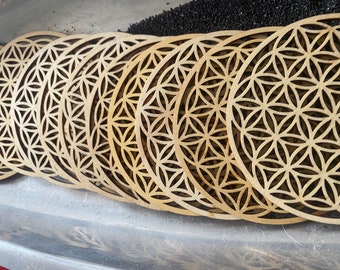 Flower of Life wooden handmade coaster, decorative wall hanging