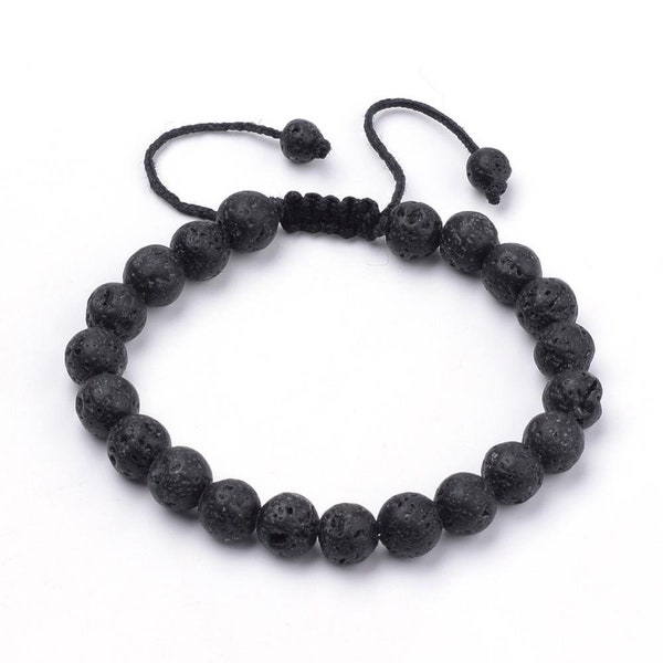 Lava stone bracelet women men 8 mm lava stone beads balls size adjustable