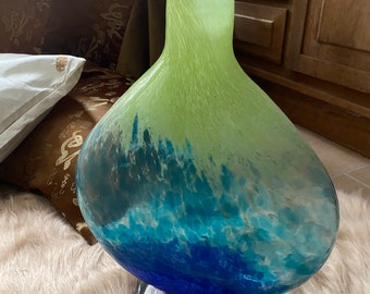 Floor vase handmade vase glass vase glass green