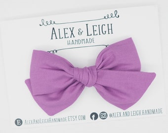 Lilac purple bow - choose your bow style - solid purple hair bow - light purple bow - purple headband bow - purple hair clip