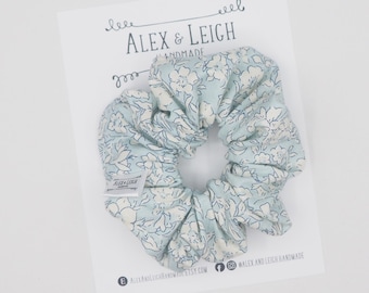 Light blue hair scrunchies - blue floral Scrunchies - Liberty of London floral - fabric scrunchies - floral hair ties - hair accessories