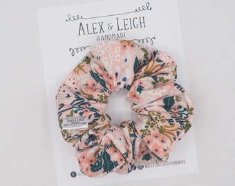 Pink floral Scrunchies - Rifle Paper Co. floral - fabric scrunchies - floral hair ties - hair accessories