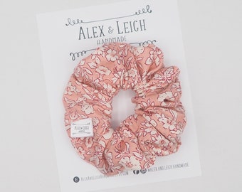 Pink floral Scrunchies - soft pink floral hair elastics - Liberty of London floral - fabric scrunchies - floral hair ties - hair accessories