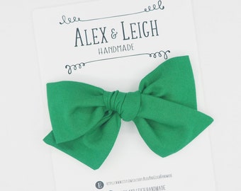 St. Patrick's Day bow - Choose your bow style - Solid green fabric bow - Green St. Pat's Day Bow - Clover green hair bow - Medium green bows