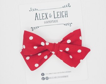 Red polka dot bow - Choose your bow style - Red Minnie Mouse bow - Valentines bow headband - Red dot bow clip - Red dot Christmas hair bow