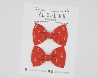 Burnt orange dotted bow - choose your bow - orange fabric bow - fall color hair bow - fall hair accessories - blood orange hair clip