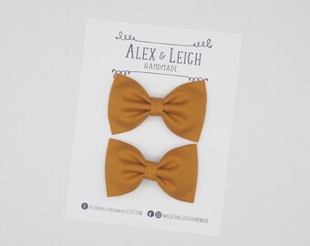 Burnt yellow solid bow - choose your bow - solid yellow fabric bow - fall color hair bow - fall hair accessories - brownish yellow bow