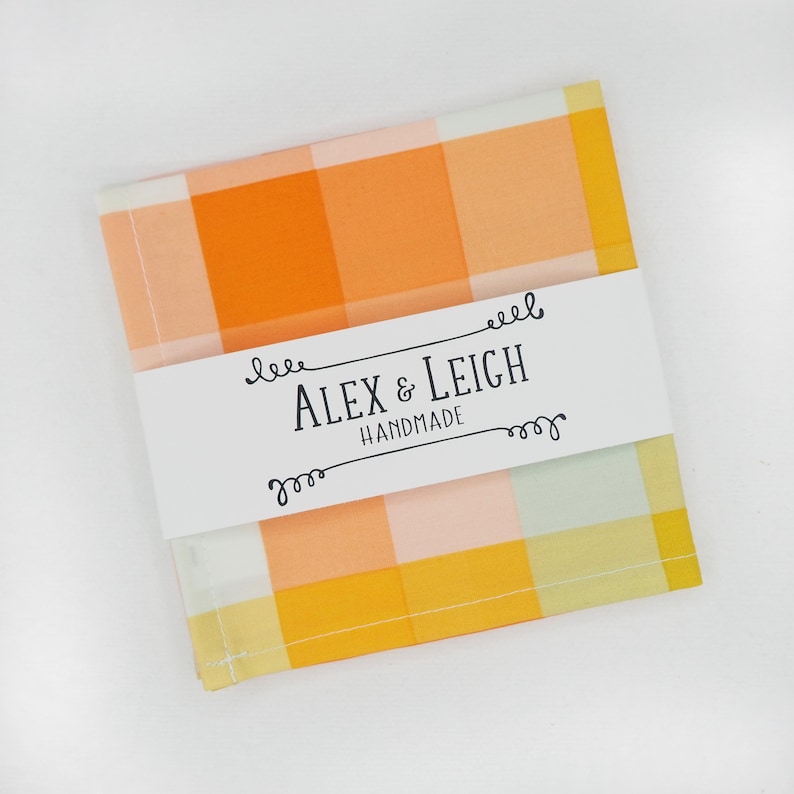Handkerchief zero waste cloth napkin cotton pocket square orange color block reusable hankie eco friendly cloth tissue