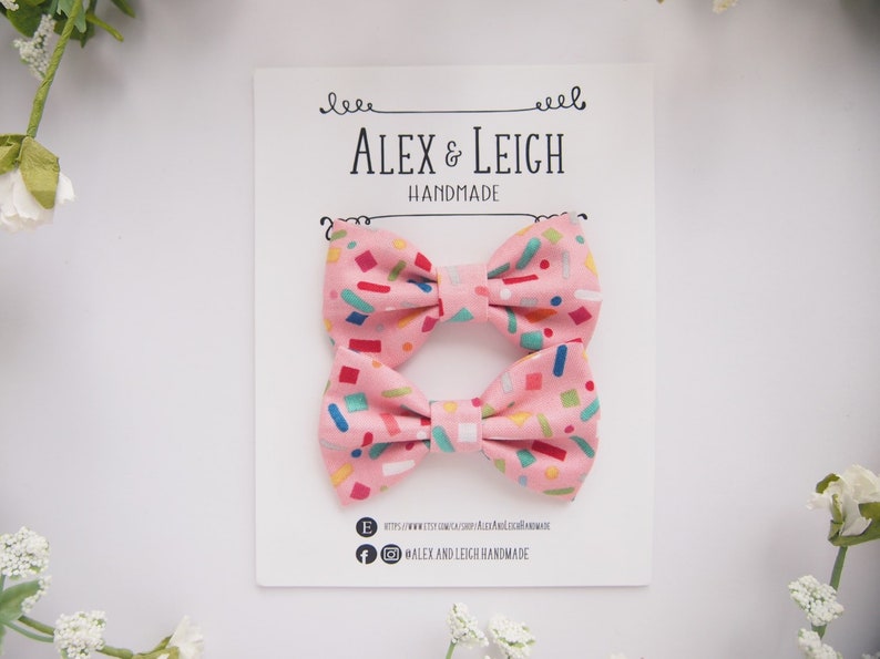 hair bows for girl baby hair clips pigtail bow Pink sprinkle baby bow headband fabric bow headband nylon bow headband toddler hair bow