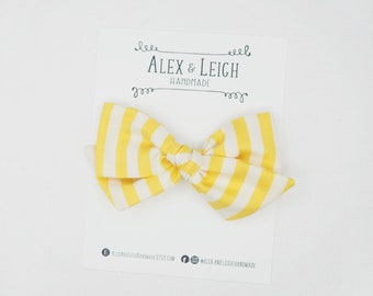 Rifle paper co. Yellow stripe bow - choose your bow - yellow fabric bow - baby bow - girl hair bow