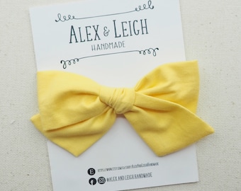Yellow bow - Choose your bow style - Spring yellow bow - Valentines baby headband - Easter bow clip - Solid yellow bow headband
