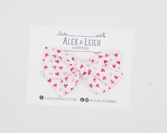 Mixed heart bow - choose your bow - mixed pink hearts bow - Valentine’s Day bow - Valentine’s Day heart bow - Valentine’s Day hair clip