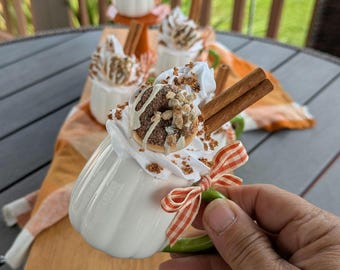 Fall Mini Mug, Faux Dessert, Tiered Tray Decor, Fake Pumpkin Spice Latte
