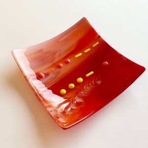 Personalized Morse Code Fused Glass Dish 4.75” square. You choose secret word or date and dish color