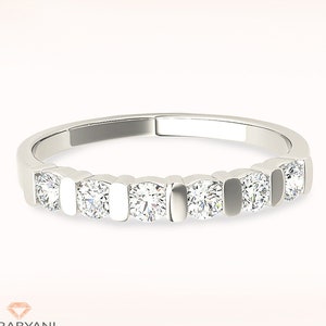 0,35 ctw Diamant Hochzeitsband - 14K/18k Massives Weißgold / Platin | Bar Set Diamant Hochzeit Jubiläum Ring | Modernes Design