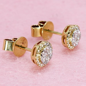 0.43 ctw Diamond Stud Earrings - 18k Yellow Gold | Diamond Cluster Earrings | Fine Earrings Gift For Her