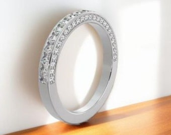 2.02 ct Princess And Round Diamond Wedding Band