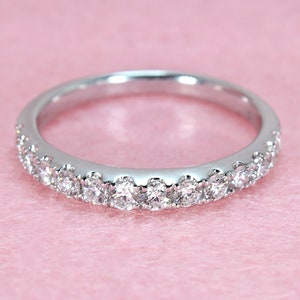 0.51 ctw. Diamond Wedding Band - 18k White Gold | Diamond Anniversary Ring Gift  | Modern Diamond Wedding Band