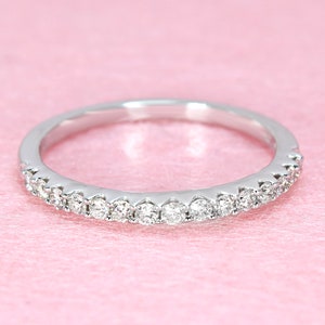 0.30 ctw. Diamond Wedding Band - 14k White Gold | Diamond Anniversary Ring Gift  | Modern Diamond Wedding Band