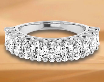 2.31 ct. Oval Cut Diamond Wedding Band - 14K/18K White, Yellow, Rose Gold and Platinum 950, Natural Diamonds Anniversary Ring