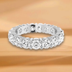 3,57 ct. Rundes Diamant Eternity Band - 14K / 18K Weiß, Gelb, Rose Gold und Platin 950, geteilter natürlicher Diamant klassisches Eternity Band