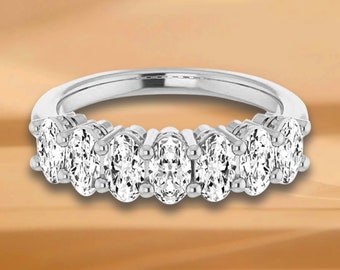 1.47 ct. Oval Cut Diamond Wedding Band - 14K/18K White, Yellow, Rose Gold and Platinum 950, Natural Diamonds Anniversary Ring