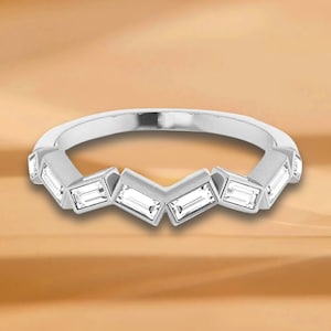 0.50 ct. Baguette Cut Diamond Zig Zag Pattern Wedding Band - 14K/18K White, Yellow, Rose Gold and Platinum 950, Natural Diamonds Ring