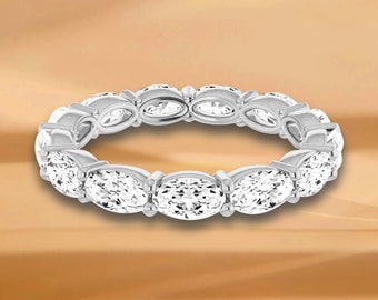 2.73 ct. Oval Diamond Eternity Band - 14K/18K White, Yellow, Rose Gold and Platinum 950 , East West Natural Oval Diamond Eternity Ring