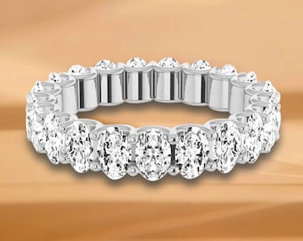 4.41 ct. Oval Diamond Eternity Band - 14K/18K White, Yellow, Rose Gold and Platinum 950 , U Prong Natural Oval Diamond Eternity Band