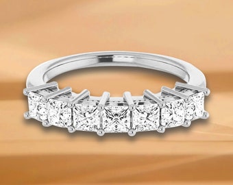 1.26 ct. Princess  Cut Diamond Wedding Band - 14K/18K White, Yellow, Rose Gold and Platinum 950, Natural Diamonds Anniversary Ring