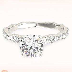 1.35 ctw G-SI1 GIA Certified Diamond Engagement Ring, Delicate And Trendy Diamond Shank - 14K/18K White Gold, Yellow Gold or Platinum