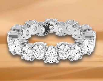 3.96 ct. Oval Diamond Eternity Band - 14K/18K White, Yellow, Rose Gold and Platinum 950 ,Four Prong Oval Eternity Ring