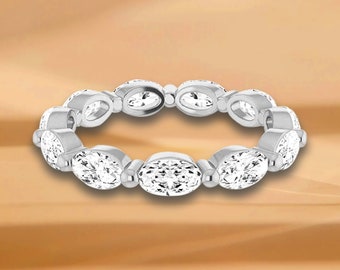2.31 ct. Oval Diamond Eternity Band - 14K/18K White, Yellow, Rose Gold and Platinum 950, East West Natural Oval Diamond Floating Eternity