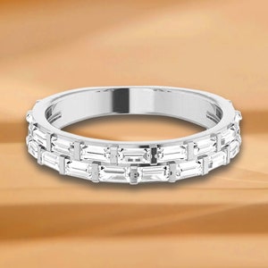 1.26 ct. Straight Baguette  Cut Diamond Wedding Band - 14K/18K White, Yellow, Rose Gold and Platinum 950, Natural Diamonds Anniversary Ring