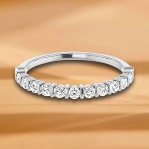 0,37 ct. Diamante de corte redondo, alianza de boda con juego de barra - 14K/18K blanco, amarillo, oro rosa y platino 950, anillo de aniversario de diamantes naturales