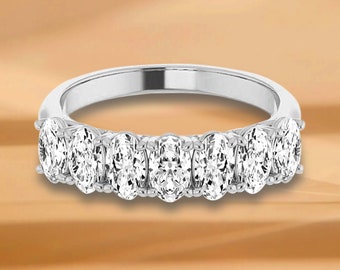 1.47 ct. Oval Cut Diamond Wedding Band - 14K/18K White, Yellow, Rose Gold and Platinum 950, Natural Diamonds Anniversary Ring